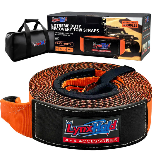Kinetic Recovery Tow Rope, 1" x 30ft, 46,500 lb, 30% Elasticity Offroad Tow Strap