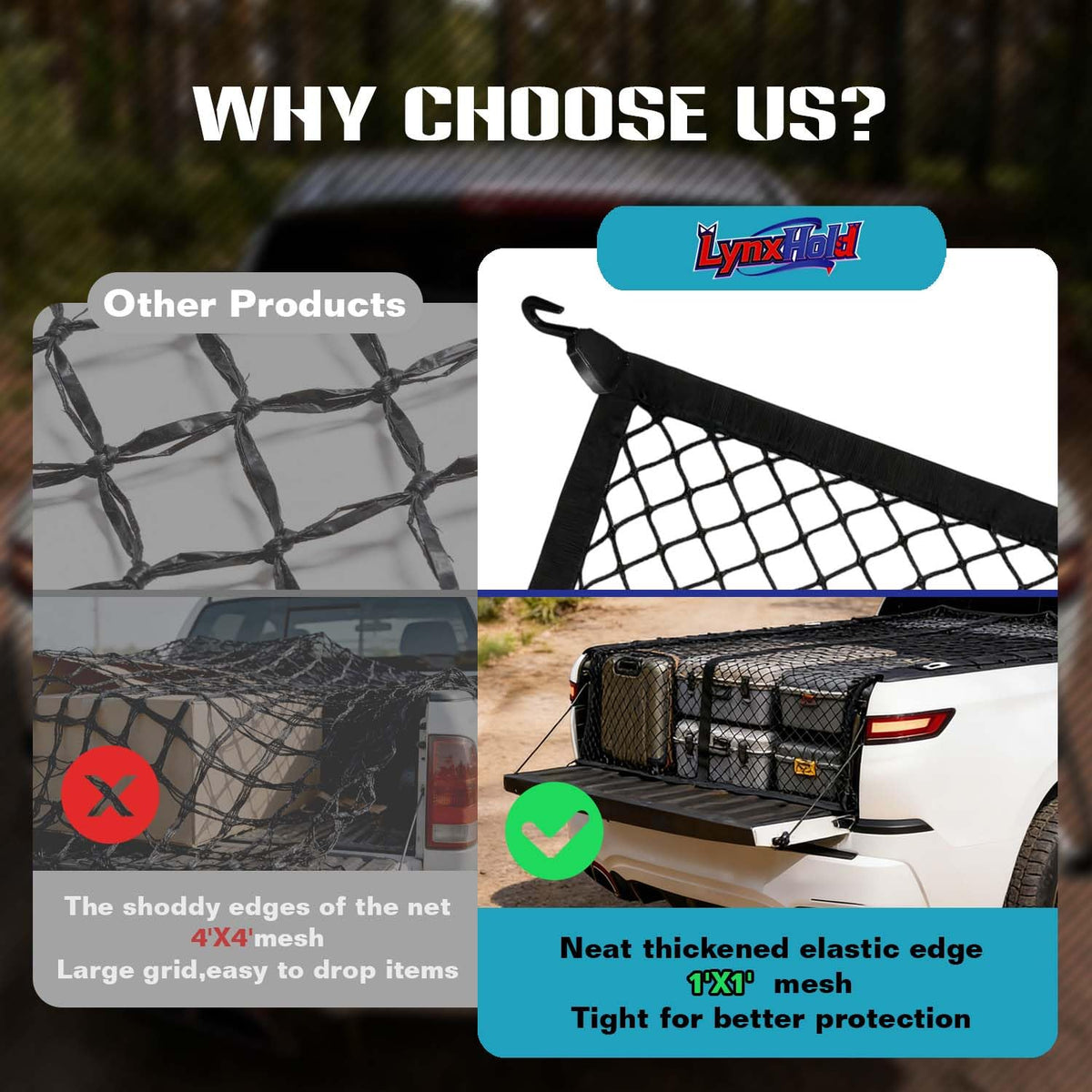 Highly Elastic Cargo Net, Simple Truck Bed Cargo Mesh Organizer