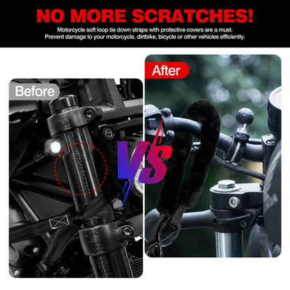 Retractable Motorcycle Tie Down Straps, 1" x 10' with Fleece Sleeves