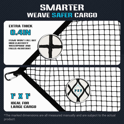 LynxHold Stretch Cargo Net, 4'x4' to 8'x8' for Pickup Truck Bed