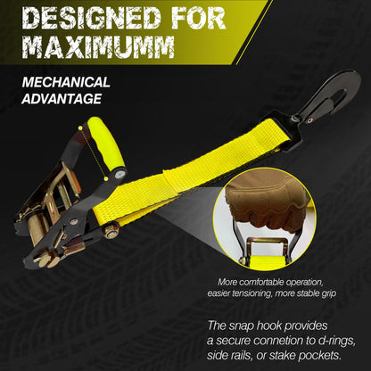 2" x 114" Heavy Duty Adjustable Car Tie Down Straps with Snap Hook