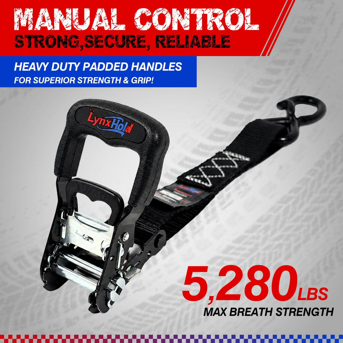 Ratchet Tie Down Straps, 1.6" x 8', 5,280 LBS Break Strength