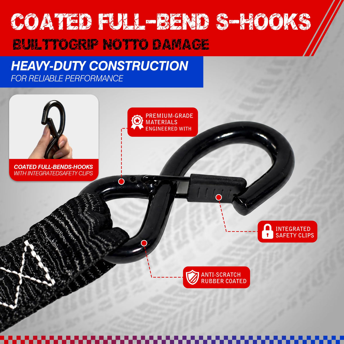 Ratchet Tie Down Straps, 1.6" x 8', 5,280 LBS Break Strength