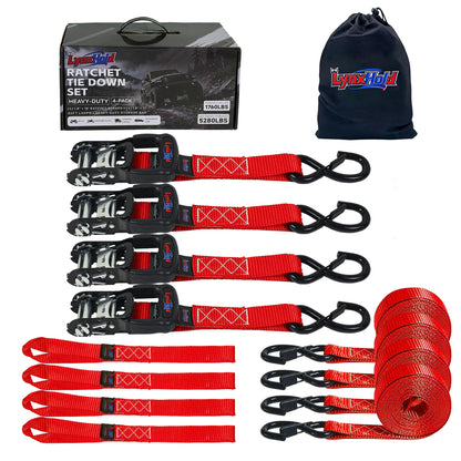 Ratchet Tie Down Straps, 1.6" x 8', 5,280 LBS Break Strength