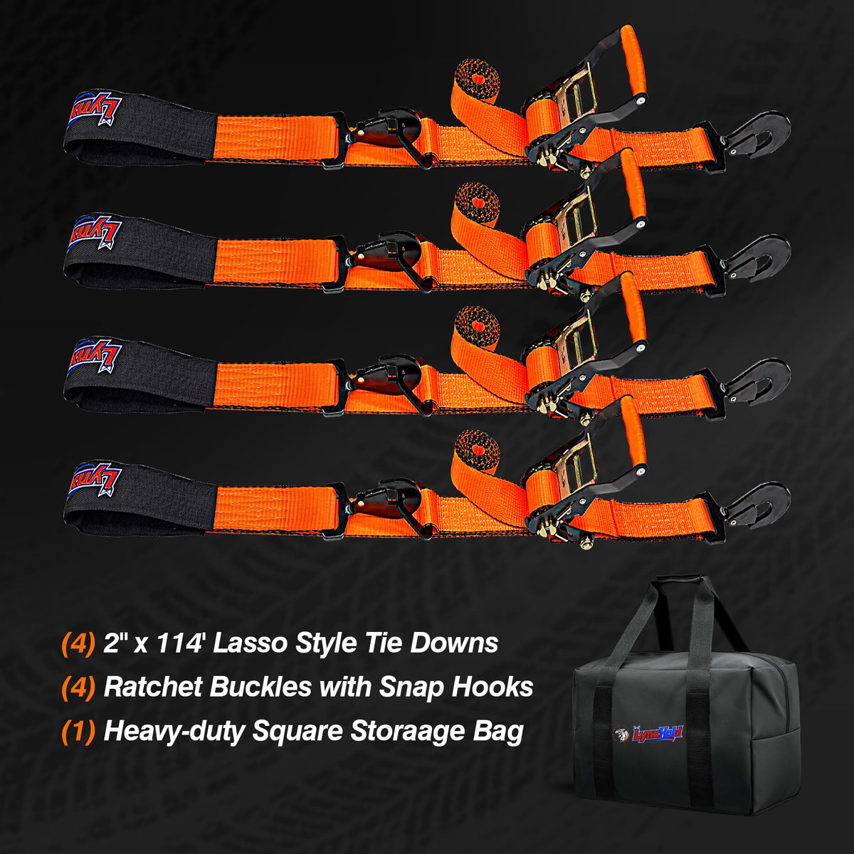 2" x 114" Heavy Duty Adjustable Car Tie Down Straps with Snap Hook