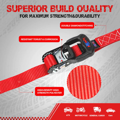 Ratchet Tie Down Straps, 1.6" x 8', 5,280 LBS Break Strength