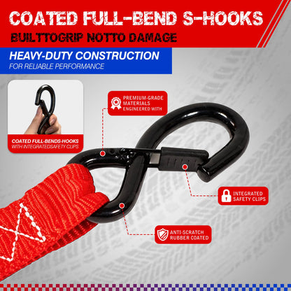 Ratchet Tie Down Straps, 1.6" x 8', 5,280 LBS Break Strength