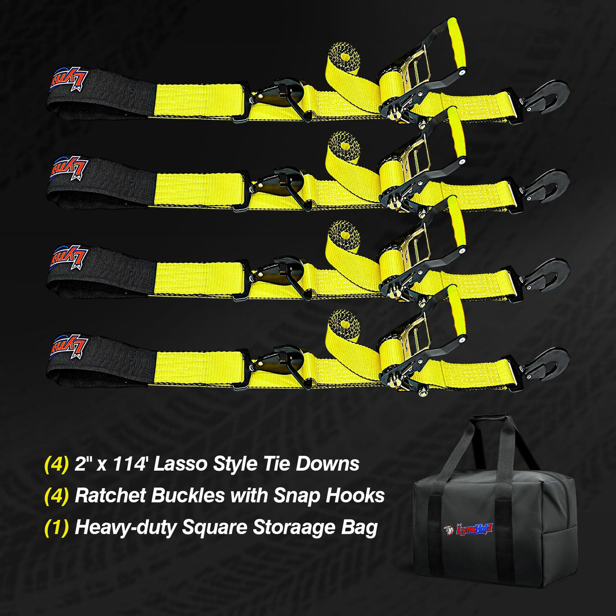 2" x 114" Heavy Duty Adjustable Car Tie Down Straps with Snap Hook