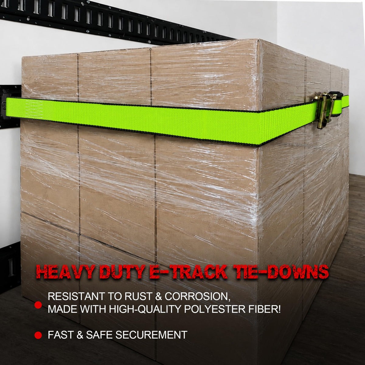 8 Pack E Track Tie Down Straps with Ratchet, 2" x 15' Heavy Duty
