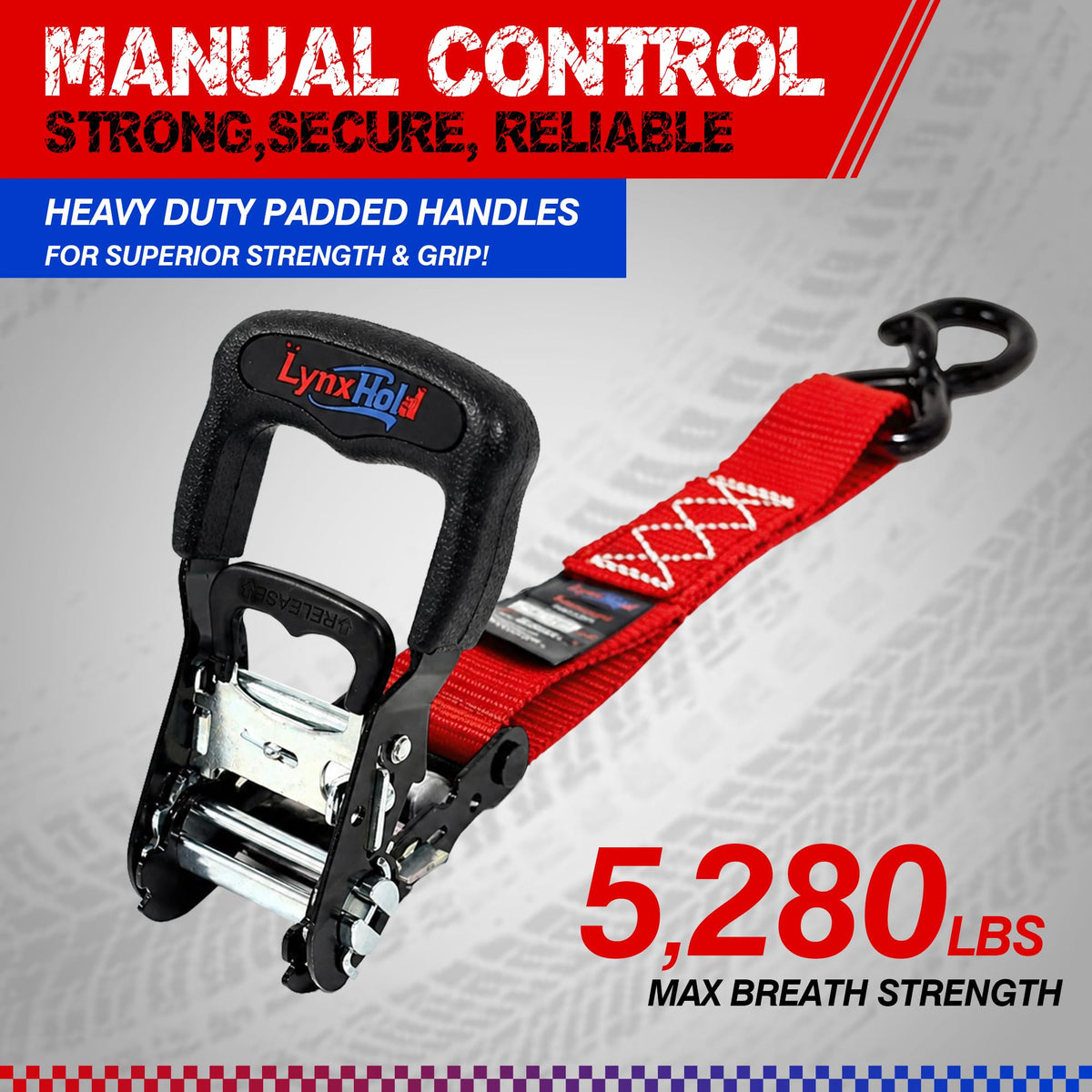 Ratchet Tie Down Straps, 1.6" x 8', 5,280 LBS Break Strength