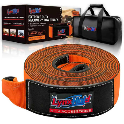Kinetic Recovery Tow Rope, 1" x 30ft, 46,500 lb, 30% Elasticity Offroad Tow Strap