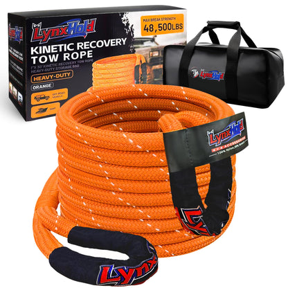 Kinetic Recovery Tow Rope, 1" x 30ft, 46,500 lb, 30% Elasticity Offroad Tow Strap