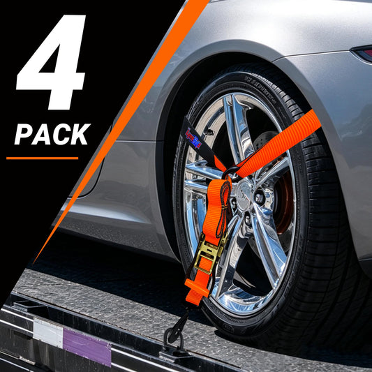 Car Tie Down Straps, 2" x 144", 10,000 LBS Wheel Tie Down Straps