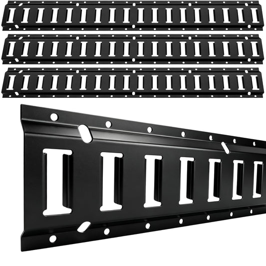 E Track Tie Down Rail, 3ft, Black Coated Steel, 4,500 LBS Per Rail