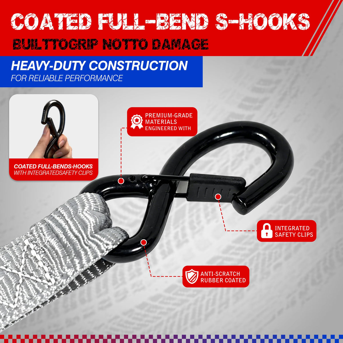 Ratchet Tie Down Straps, 1.6" x 8', 5,280 LBS Break Strength