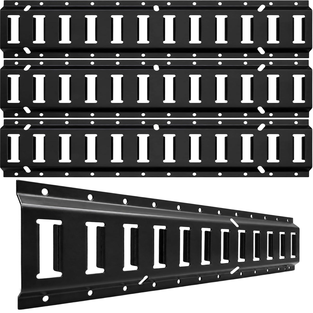 E Track Tie Down Rail, 2ft, Black Coated Steel, 4,500 LBS Per Rail