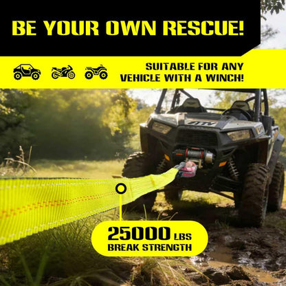 2" x 20FT Heavy Duty Recovery Tow Strap, 25,000 LBS Break Strength