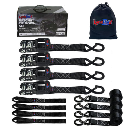 Ratchet Tie Down Straps, 1.6" x 8', 5,280 LBS Break Strength