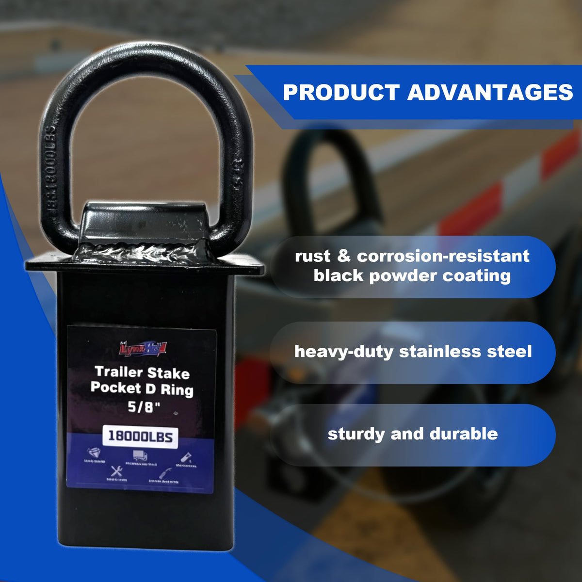 Heavy Duty Stake Pocket D Rings, 5/8", 18,000 LBS, Trailer Tie Down Anchor