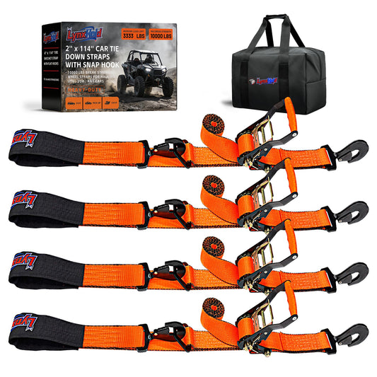 2" x 114" Heavy Duty Adjustable Car Tie Down Straps with Snap Hook