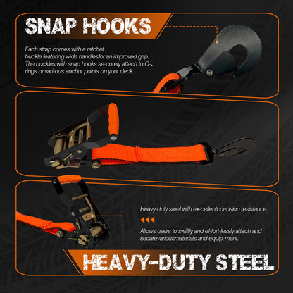2" x 114" Heavy Duty Adjustable Car Tie Down Straps with Snap Hook