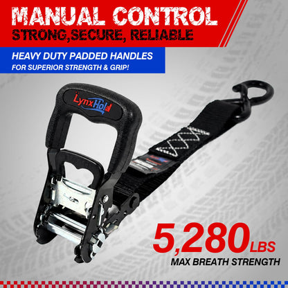 Ratchet Tie Down Straps, 1.6" x 8', 5,280 LBS Break Strength