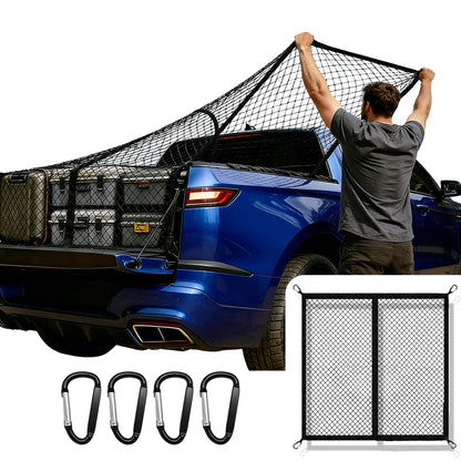 LynxHold Stretch Cargo Net, 4'x4' to 8'x8' for Pickup Truck Bed