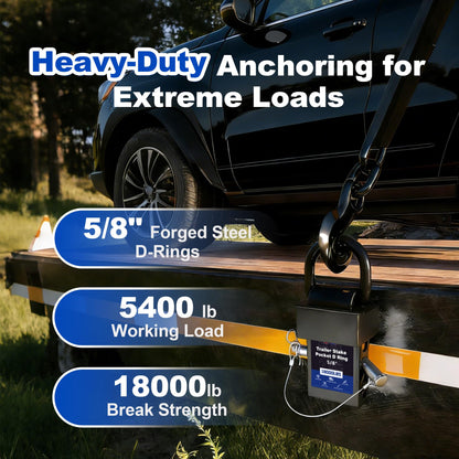 Heavy Duty Stake Pocket D Rings, 5/8", 18,000 LBS, Trailer Tie Down Anchor