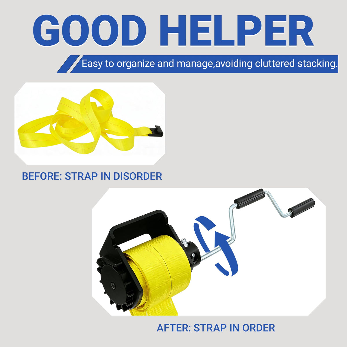 Heavy Duty Winch Strap Winder, Stainless Steel, Flatbed Truck Tool
