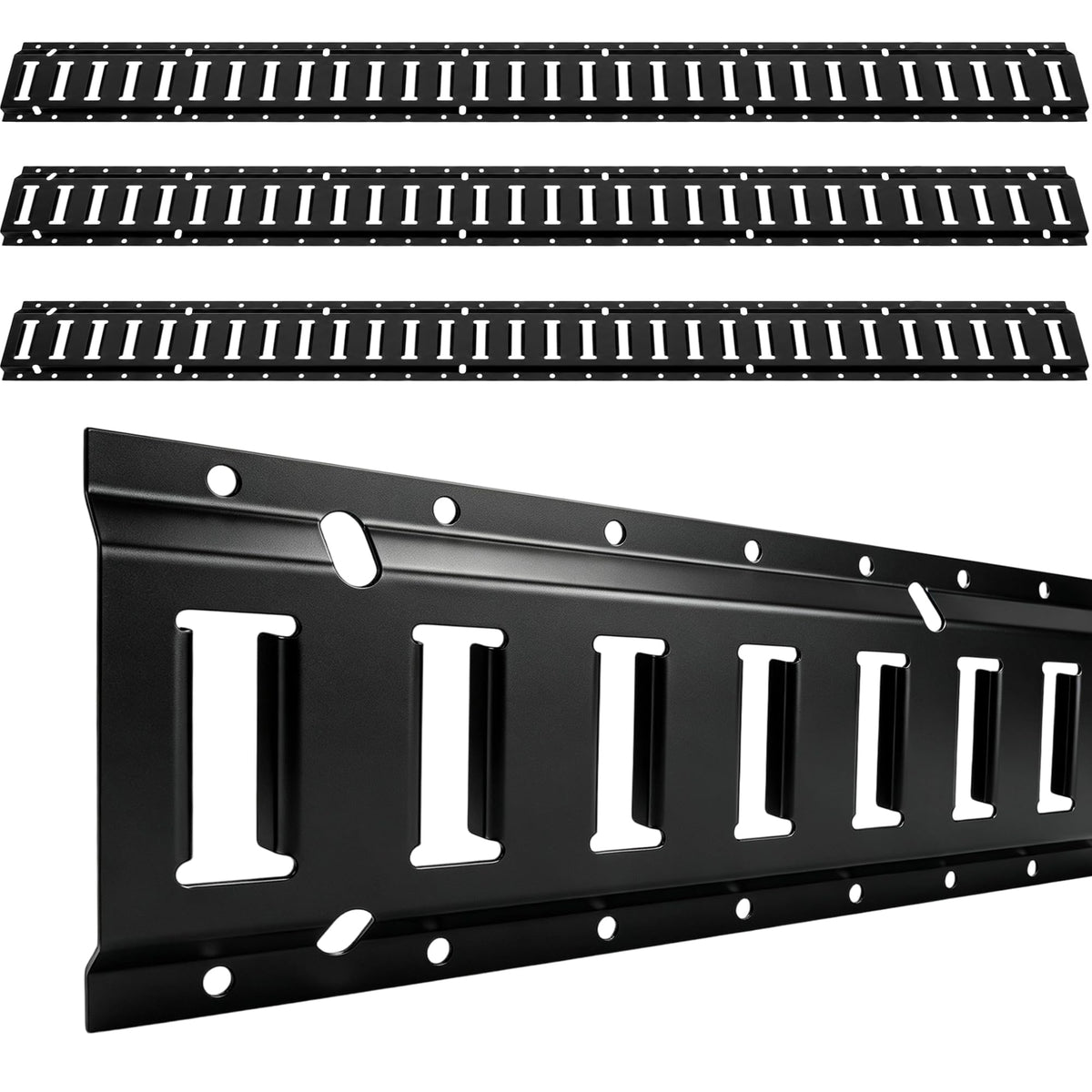 E Track Tie Down Rail, 5ft, Black Coated Steel, 4,500 LBS Per Rail