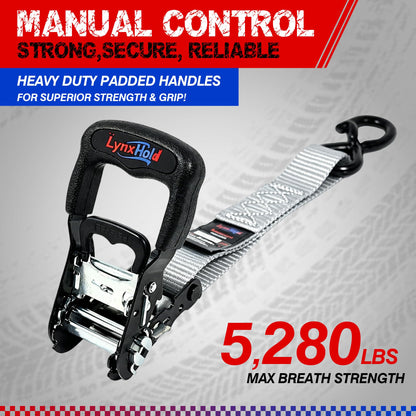 Ratchet Tie Down Straps, 1.6" x 8', 5,280 LBS Break Strength