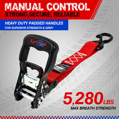 Ratchet Tie Down Straps, 1.6" x 8', 5,280 LBS Break Strength