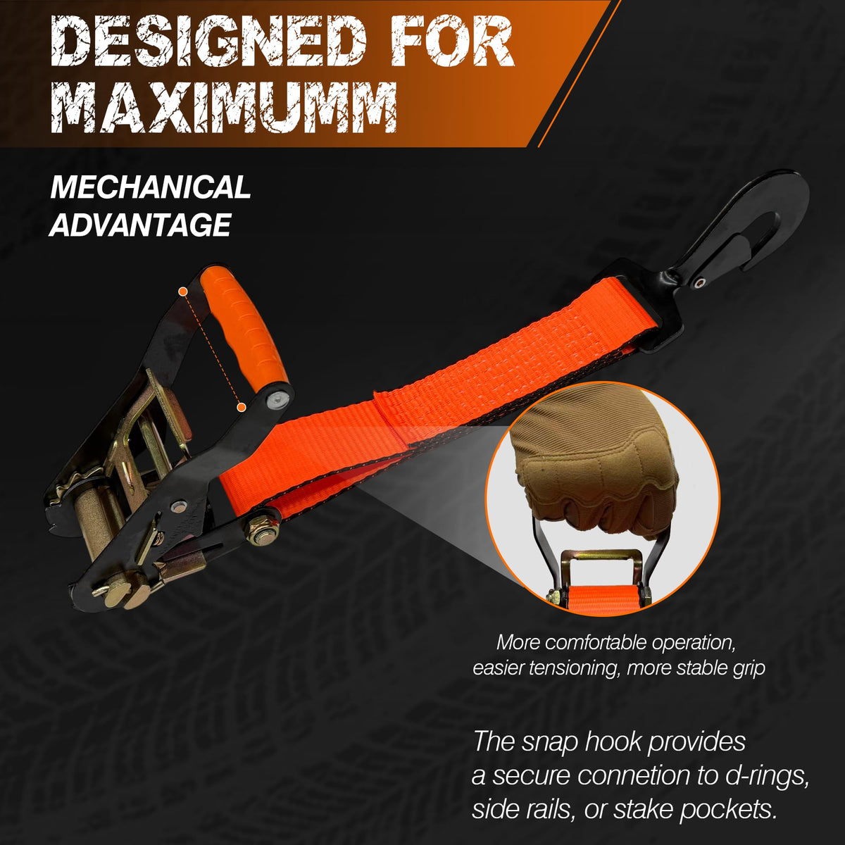 2" x 114" Heavy Duty Adjustable Car Tie Down Straps with Snap Hook
